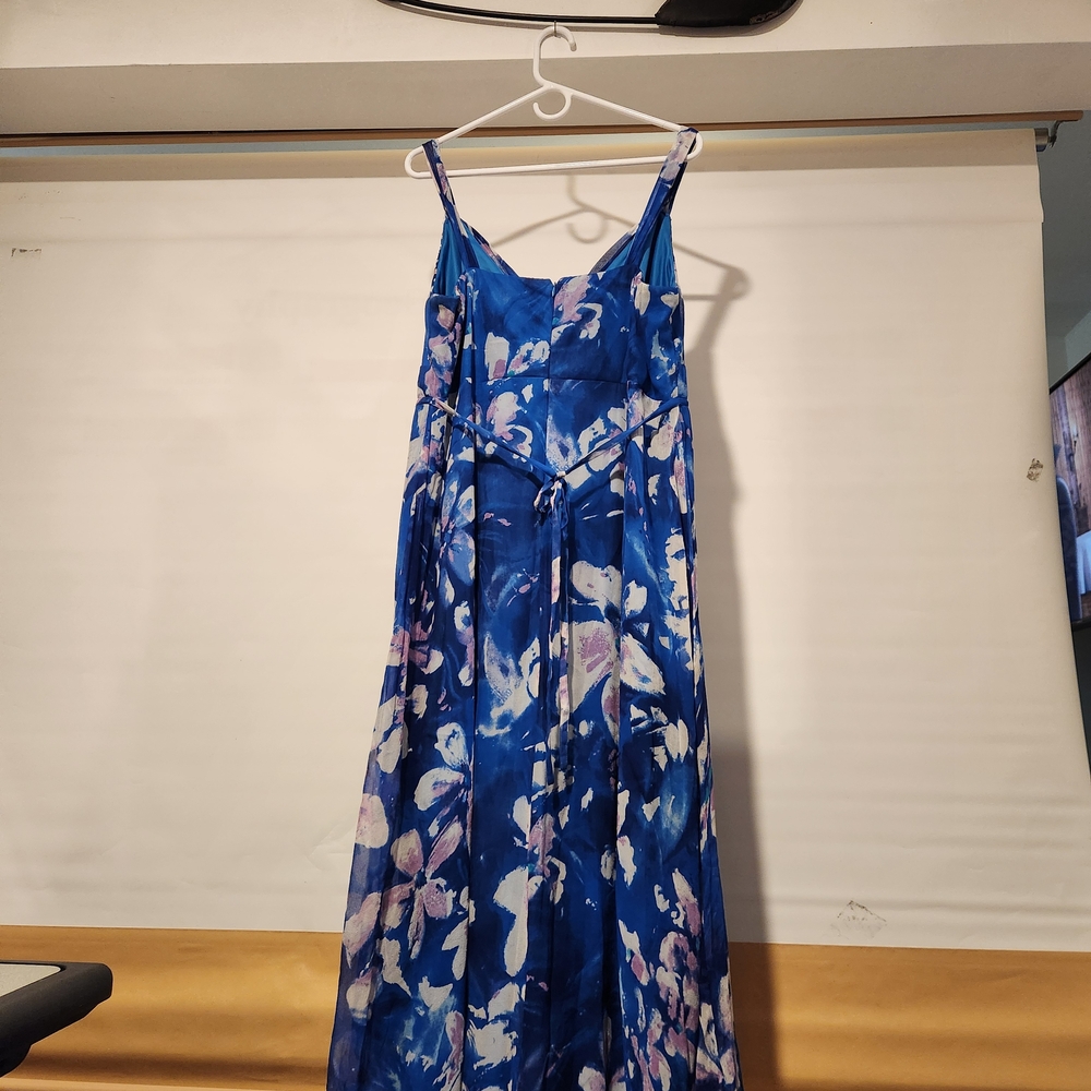 Signature by Robbie Bee Blue and Purple Floral Maxi Dress